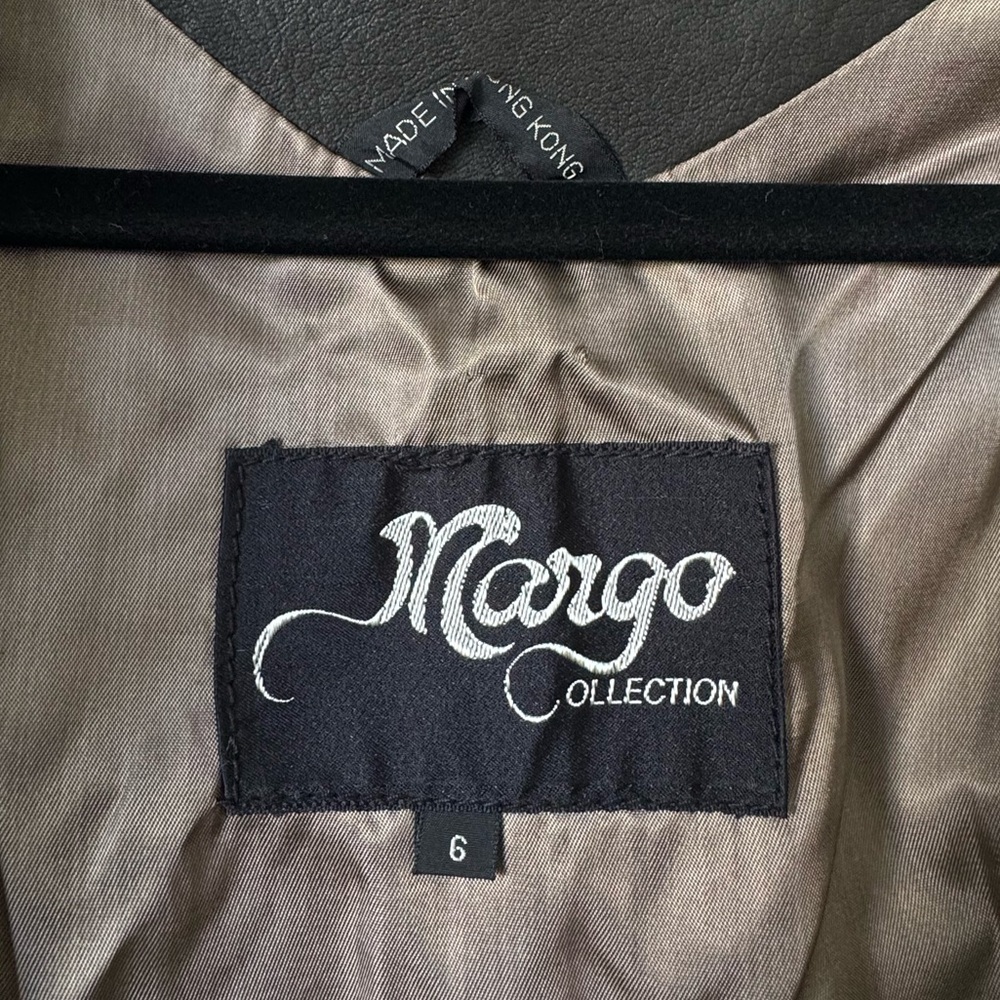 Mango Vintage Two Tone Leather Bomber Jacket - Size 6 - Picture 14 of 15